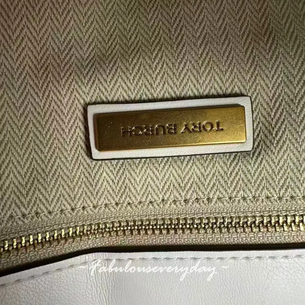 Tory Burch Willa Glazed Quilted Shoulder Bag Leather/White Chain Strap 156132